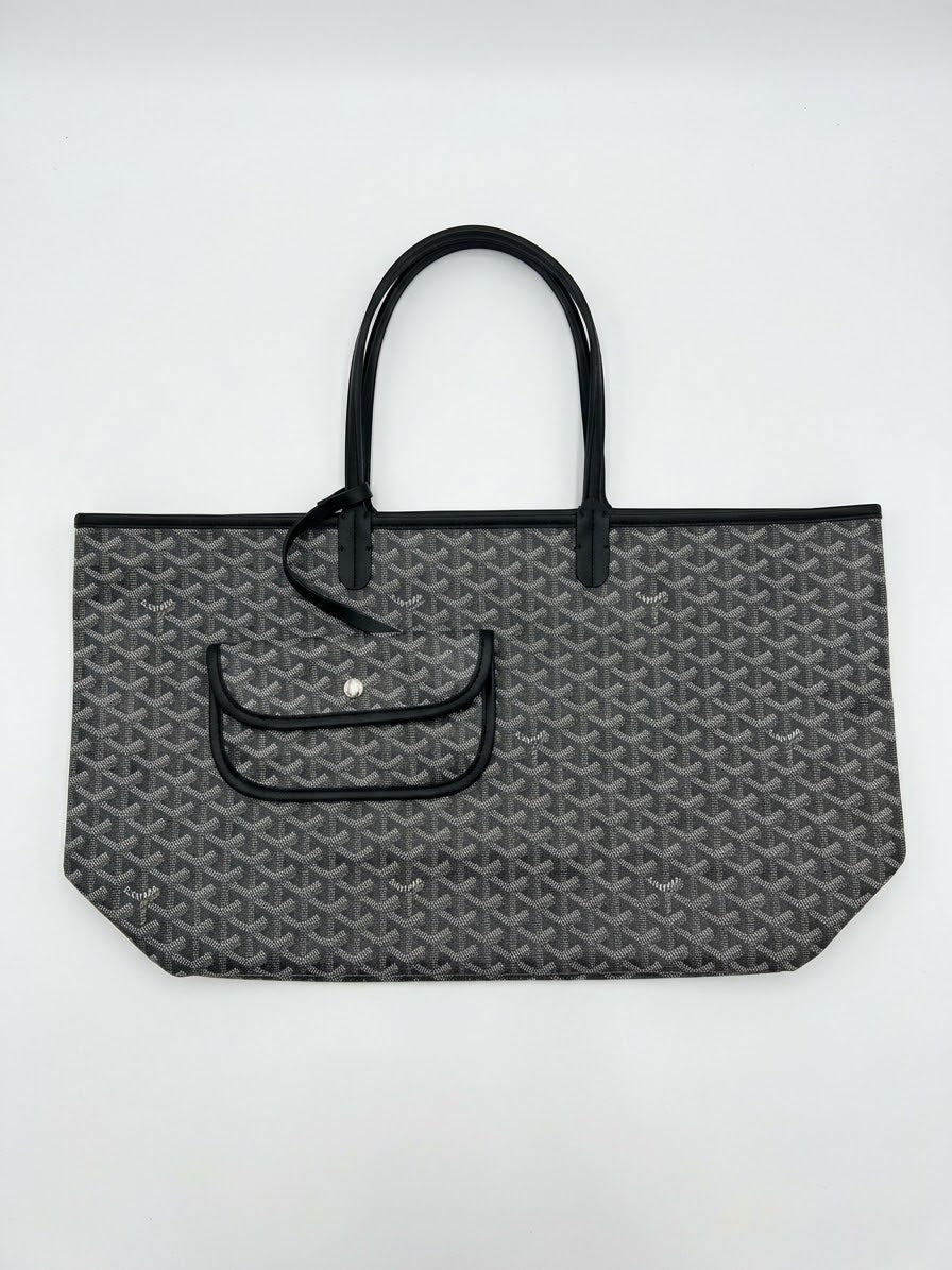 Goyard Patterned Tote with Black Trim
