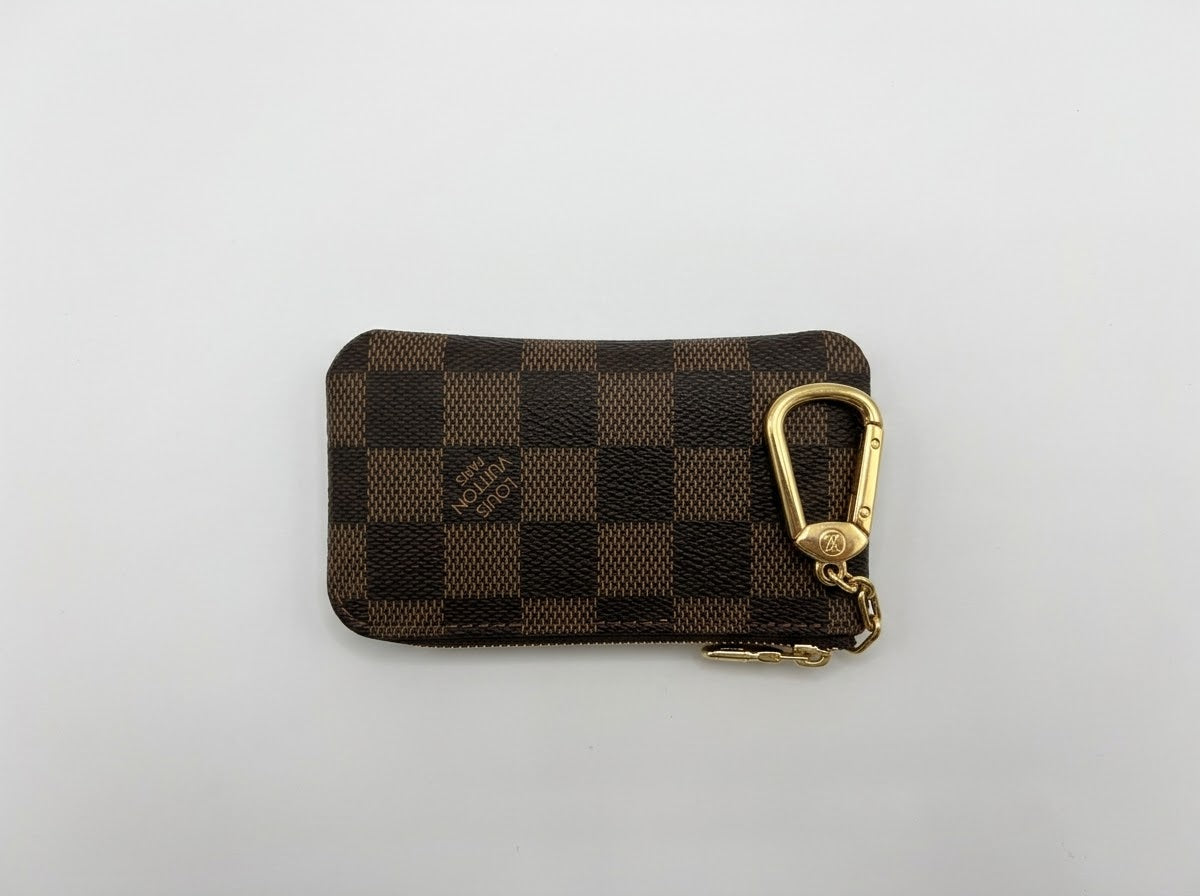 Louis Vuitton Brown Checkerboard Coin Purse with Key Clip
