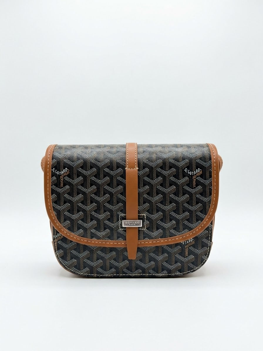Goyard Black Patterned Bag with Brown Trim