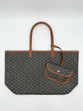 Goyard Patterned Tote with Brown Trim